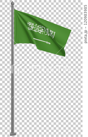 サウジアラビア王国のはためく国旗の3Dイラスト(正面) サウジアラビア王国のはためく国旗の3Dイラスト(正面) 120983985