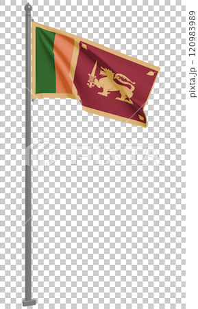 斯里蘭卡民主社會主義共和國飄揚的國旗 3D 插圖(前視圖) 斯里蘭卡民主社會主義共和國飄揚的國旗 3D 插圖(前視圖) 120983989