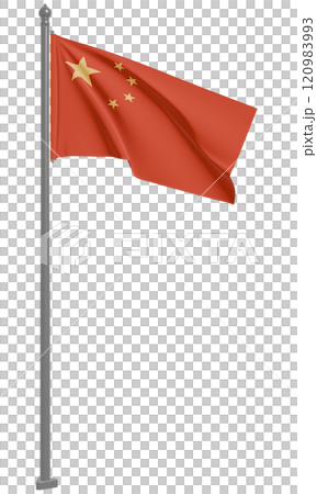 中華人民共和国のはためく国旗の3Dイラスト(正面) 中華人民共和国のはためく国旗の3Dイラスト(正面) 120983993