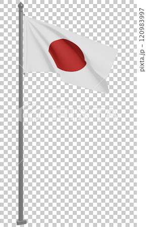 日本飄揚的國旗3D插畫（正面圖） 120983997