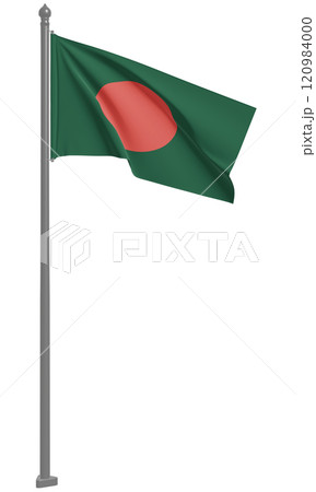 バングラデシュ人民共和国のはためく国旗の3Dイラスト(正面) 120984000