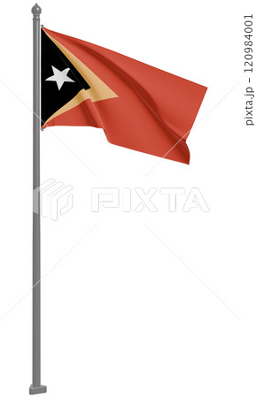 東ティモール民主共和国のはためく国旗の3Dイラスト(正面) 120984001