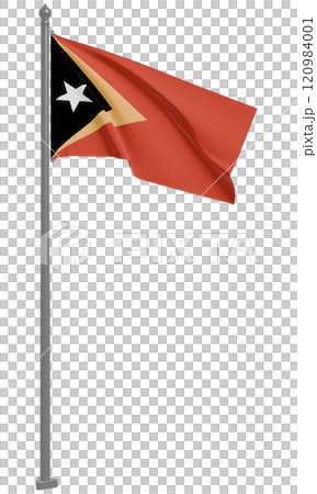 東ティモール民主共和国のはためく国旗の3Dイラスト(正面) 120984001