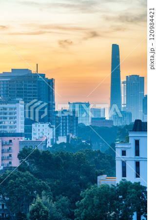 Buildings in the central area of Ho Chi Minh City, along the Saigon River. 120984421