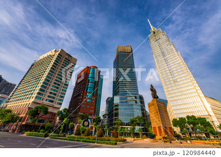 Buildings in the central area of Ho Chi Minh City, along the Saigon River. 120984440