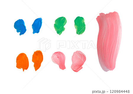 絵の具で描いた手描きのカラフルな筆の質感セット 絵の具で描いた手描きのカラフルな筆の質感セット 120984448