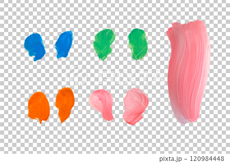 絵の具で描いた手描きのカラフルな筆の質感セット 絵の具で描いた手描きのカラフルな筆の質感セット 120984448