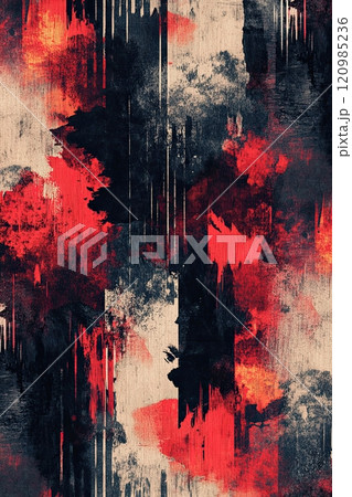 Collection of abstract red and black patterns with bold, dynamic designs, perfect for creative backgrounds and artistic projects 120985236