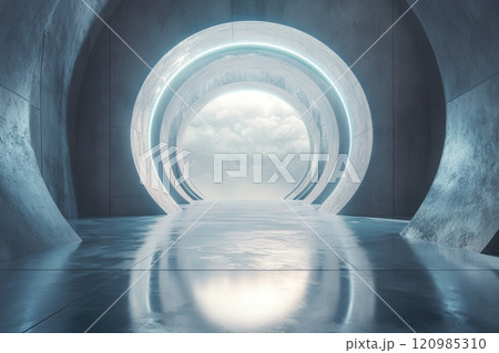 Collection of futuristic portal visuals with glowing neon lights, sci-fi aesthetics, and surreal atmospheres for creative projects Collection of futuristic portal visuals with glowing neon lights, sci-fi aesthetics, and surreal atmospheres for creative projects 120985310