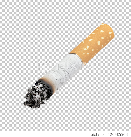 One burnt cigarette butt, a small trace of harm 120985563