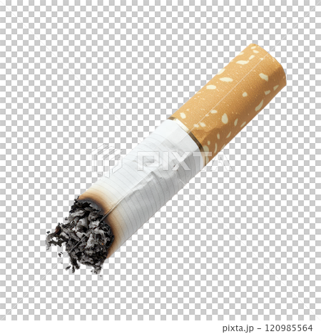 One burnt cigarette butt, a small trace of harm 120985564