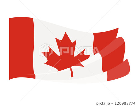 Canadian waving flag. National symbol with standard color and size of North America country. Vector icon isolated on white background Canadian waving flag. National symbol with standard color and size of North America country. Vector icon isolated on white background 120985774