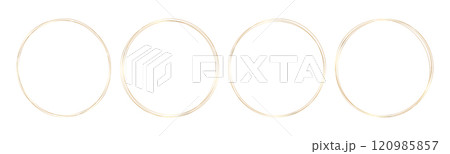 Luxury thin gold round frames. Elegant circle, round borders with double stroke for certificates, story templates, invitations, modern linear minimalist design. Vector illustration. 120985857