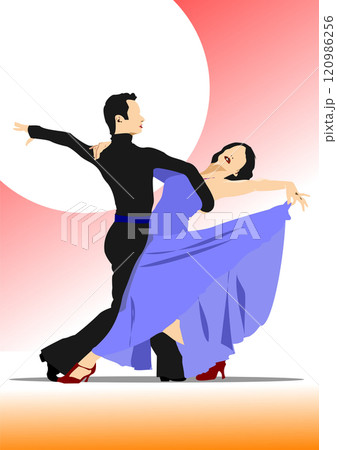 Professional dancers performing ballroom dancing poses Professional dancers performing ballroom dancing poses 120986256