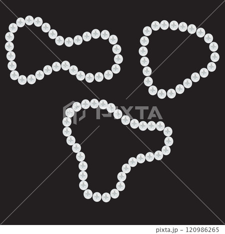 Pearl necklace on a black background. Seamless pattern. Vector illustration. 120986265