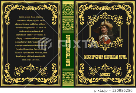 Elegant hardcover book cover featuring a portrait of a seventeenth century gentleman 120986286