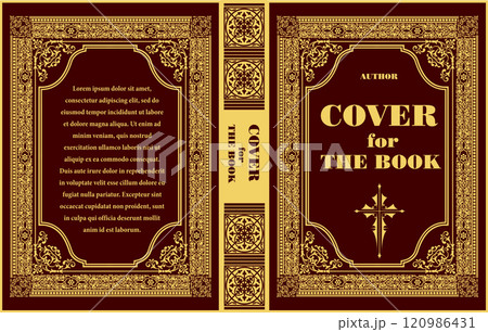 Ornate gold cover design for printing a book Ornate gold cover design for printing a book 120986431