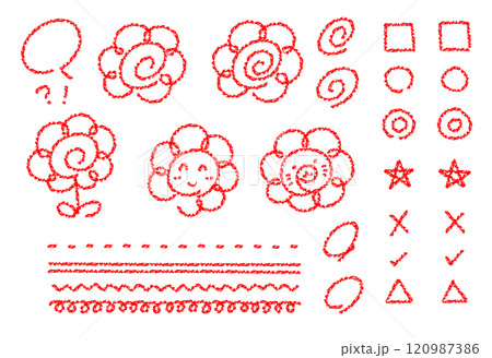 赤ペン花まる、まるつけ素材 120987386