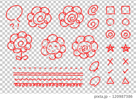 赤ペン花まる、まるつけ素材 120987386