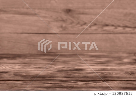 Wooden background made of beautiful textured board for design. Demonstrating the colors of 2025 - Mocha Mousse. 120987613