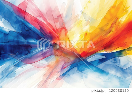 Abstract watercolor painting with vibrant colors and geometric shapes. Abstract watercolor painting with vibrant colors and geometric shapes. 120988130