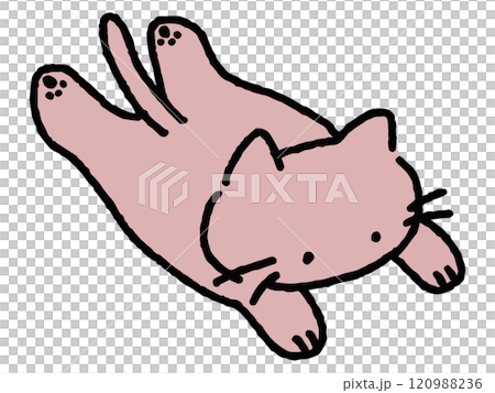 一隻躺著的貓的鬆散手繪插圖 120988236