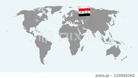 Pin map with Syria new flag on world map. Vector illustration. 120988268