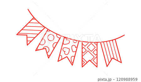 Doodle flags string garland scribbleのイラスト素材 [120988959] - PIXTA