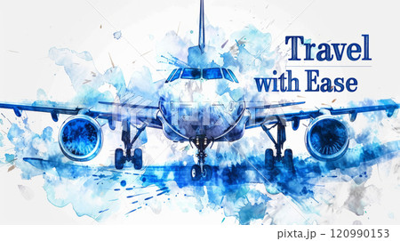 Modern Air Holiday Travel Concept in Watercolor Style for Innovation and Sustainability 120990153