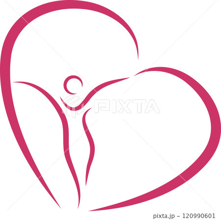 woman, heart, gynecologist, physiotherapy, logo, background 120990601