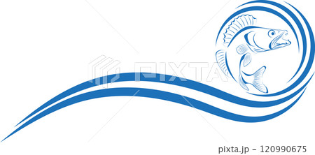 Pike perch, waves, Zander, fish, logo, fishing, background Pike perch, waves, Zander, fish, logo, fishing, background 120990675