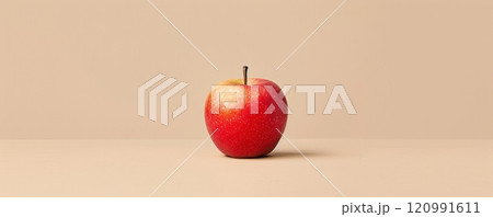 A single red apple on a beige background. A single red apple on a beige background. 120991611