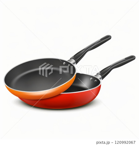 Frying pan icon, empty nonstick cookware sign, non stick symbol skillet, saucepan emblem, pan isolated 120992067
