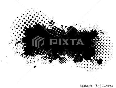Splatter Paint Texture . Black Spray Blot of Ink. Place illustration Over any Object to Create Grungy Effect . hand drawn. Not AI, Vector 120992563
