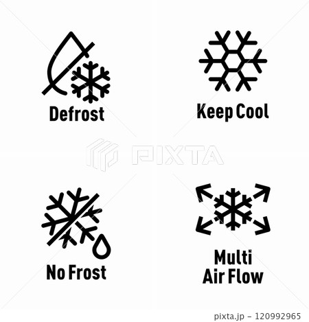 Defrost Keep Cool No Frost Multi Air Flow vector information signs 120992965