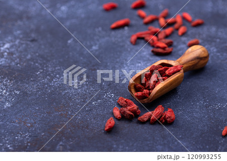 Goji berries on blue background 120993255