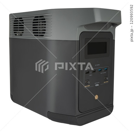 Portable charging power station, on white background in insulation 120993592