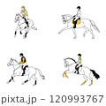 Hand drawn with riders and horses 120993767