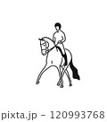 the rider performing the half pass 120993768