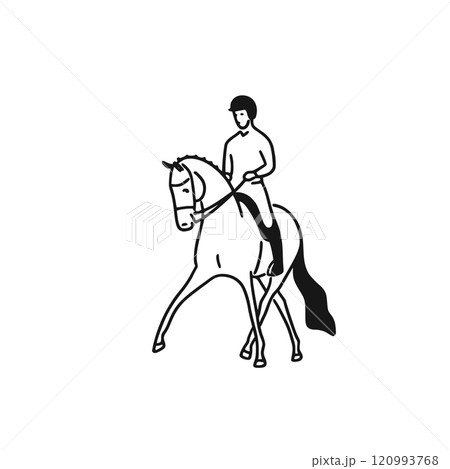 the rider performing the half pass 120993768