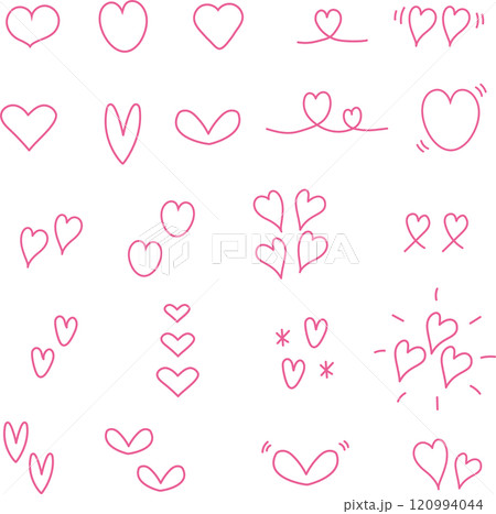 ピンクの線画のハートアイコンセット ピンクの線画のハートアイコンセット 120994044