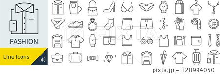 ファッションに関する線画アイコンセット 120994050