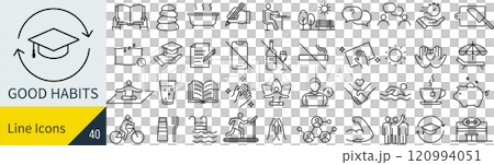 Line icon set about good habits 120994051