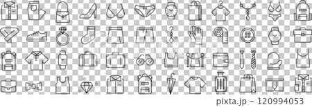 Vector monochrome fashion line icon set 120994053