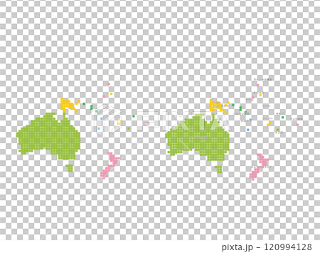 オセアニア色分け地図＿ドット絵セット 120994128