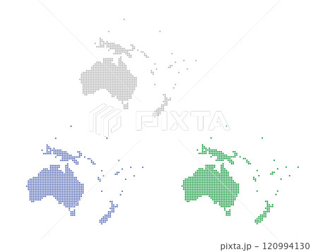 四角いドット絵のオセアニア地図_セット 四角いドット絵のオセアニア地図_セット 120994130