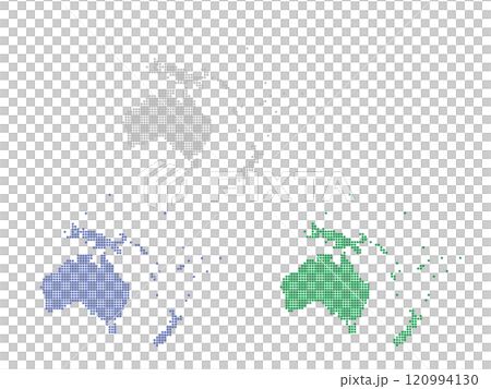 四角いドット絵のオセアニア地図_セット 四角いドット絵のオセアニア地図_セット 120994130