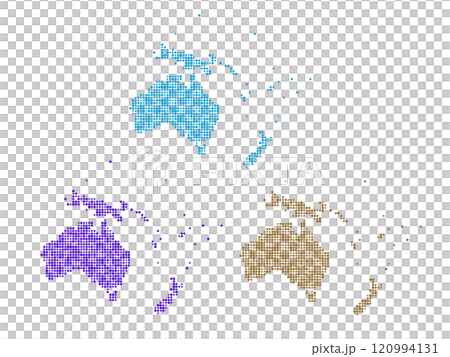 丸いドット絵のオセアニア地図＿セット 120994131