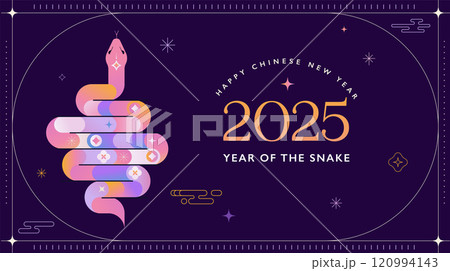 Chinese new year 2025 year of the Snake. Red Snake illustrations, wallpaper design, cards, banners 120994143