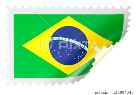 Brazilian Postage Stamp, postage stamp of Brazil. 3D rendering Brazilian Postage Stamp, postage stamp of Brazil. 3D rendering 120994343